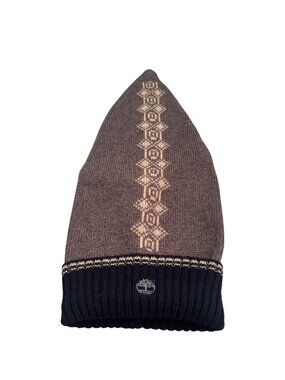 Timberland Cuffed Knit Beanie Hat Mens Wool Blend Nordic Pattern Pom-Pom Design